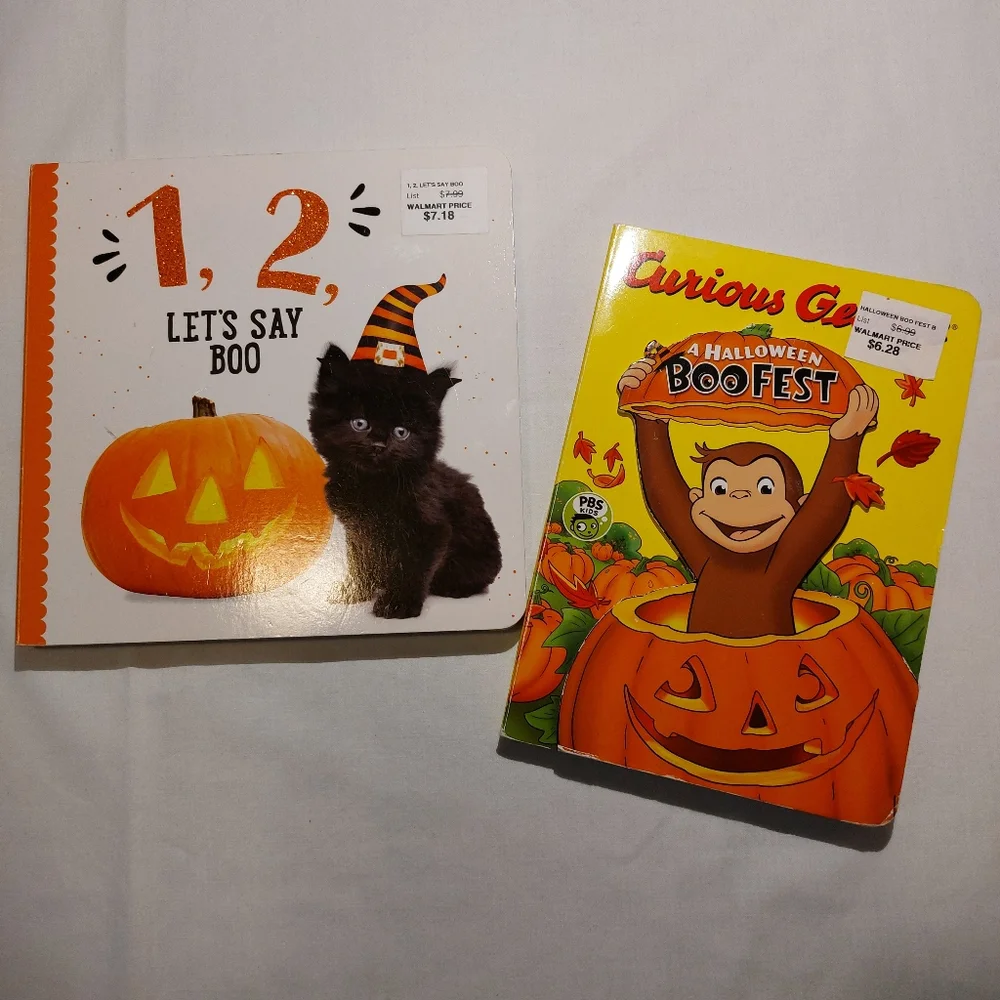 Bundle of 2 Toddler Board Books Curious George and 1 2 3 Boo NWT Fall Halloween